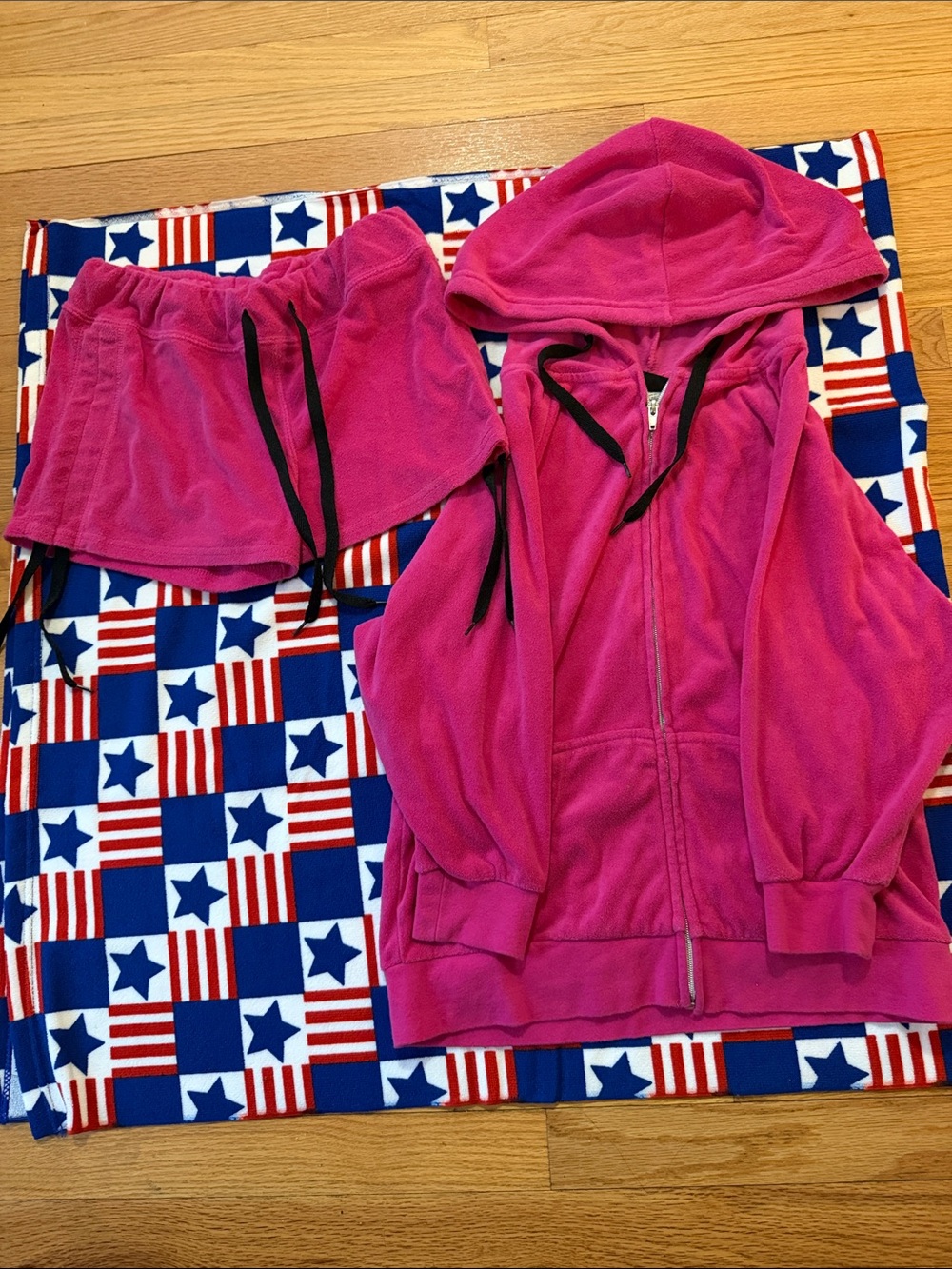 Joe Boxer Girls Hot Pink Hoodie & Shorts Swim Coverup Set